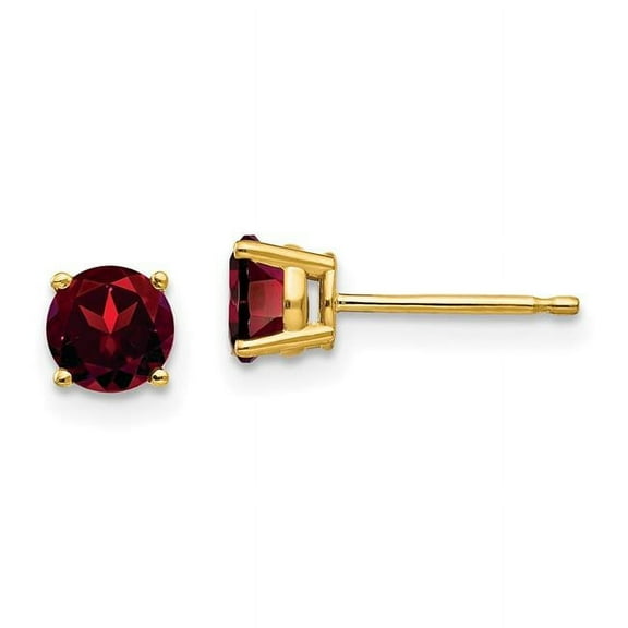 Primal Gold 14 Karat Yellow Gold 5mm Garnet Post Earrings