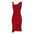 thumbnail image 7 of Wycnly Womens Dresses Evening Party Prom Elegant Ruffle Hem Bodycon Wrap Strap Dresses Summer Solid Square Neck Sleeveless Formal Midi Dress Red XL, 7 of 7