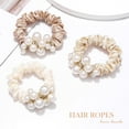 thumbnail image 2 of Dalrosia 3PCS Pearl Hair Ties Elastic Satin Hair Scrunchies Pearls Ponytail Holder Hair Accessories for Women, 2 of 5