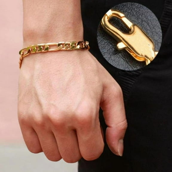 Men's gold personalized Cuban bracelet 18K gold -plated stainless steel Fergolo classic hip -hop gold bracelet,10mm