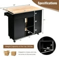 thumbnail image 2 of Gymax Kitchen Island Cart Rolling Serving Trolley w/ Drop Leaf Spice Rack Shelves Black, 2 of 10