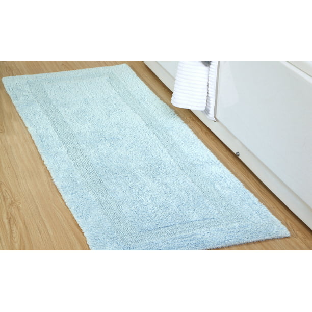 Addy Home 100% Cotton Loop Textured Reversible Bath Rug - Blue (24 