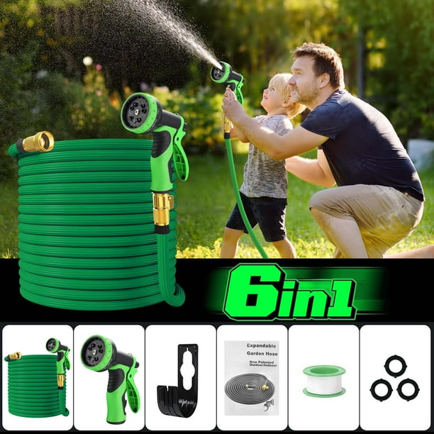 GVDV Garden Hose, 50ft Expandable Water Hose with Spray Nozzle, No
