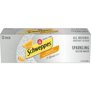 Schweppes Orange Sparkling Seltzer Water, 12 fl oz cans, 12 pack