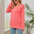 thumbnail image 7 of gakvbuo Fall Women Casual Solid Long Sleeve Ruffles Hoodie V-Neck T-Shirt Blouse, 7 of 7