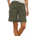 thumbnail image 3 of Horkkom Cargo Shorts Women Elastic Waist Hiking Shorts Work Athletic Travel Shorts with Pockets Button Zipper S, 3 of 10