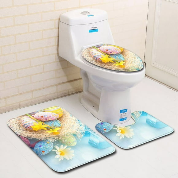 Cyber_Monday Deals!Black_Friday Deals 2024! Byikun Easter Day Bathroom Decor Doormat Runner Rugs, U-Shaped Toilet Floor Mat