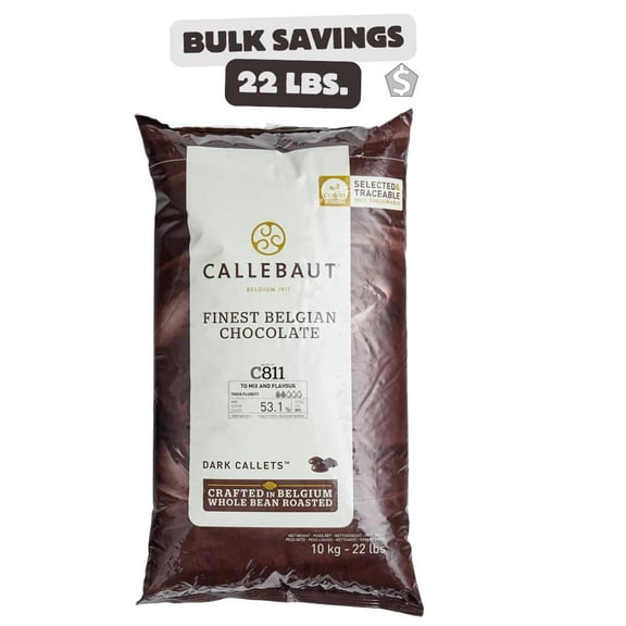 Callebaut Recipe C811 Dark Chocolate Callets 22 lb.