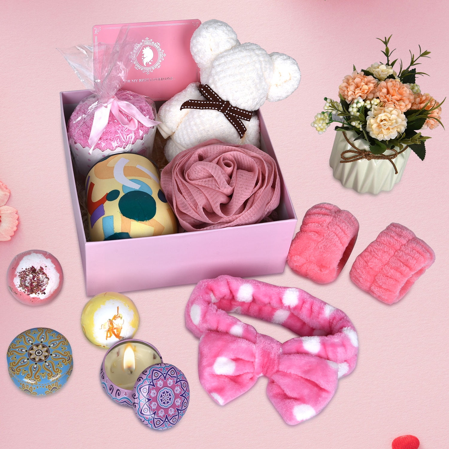  Christmas Gifts for Women, Birthday Gifts Basket for Friends  Gifts for Her Girlfriend Sister Mom Unique Holiday Gifts Box Jade Roller  Bath Bombs Candle Tumbler Cocoa Butter Cozy Socks : Home