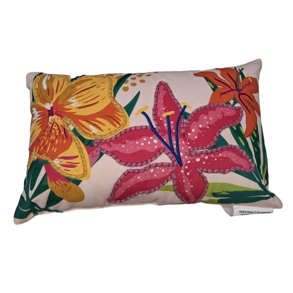Ashland 19" x 12" Flower Lumbar Pillow , Summer Home Decor