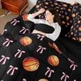 thumbnail image 5 of Meiyoeat Sport Basketball Full Size Bedding Sets 7 Pieces,Ribbon Bow Print Full Size Bed In A Bag,Black Pink Orange, 5 of 6