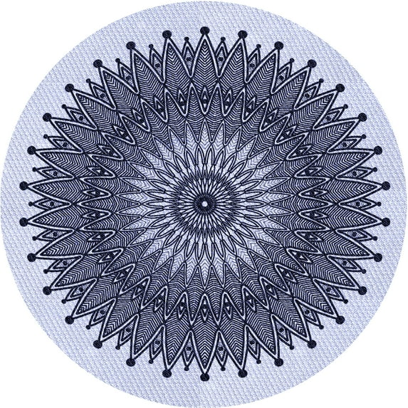 Ahgly Company Indoor Round Patterned Heavenly Blue Area Rugs, 4' Round