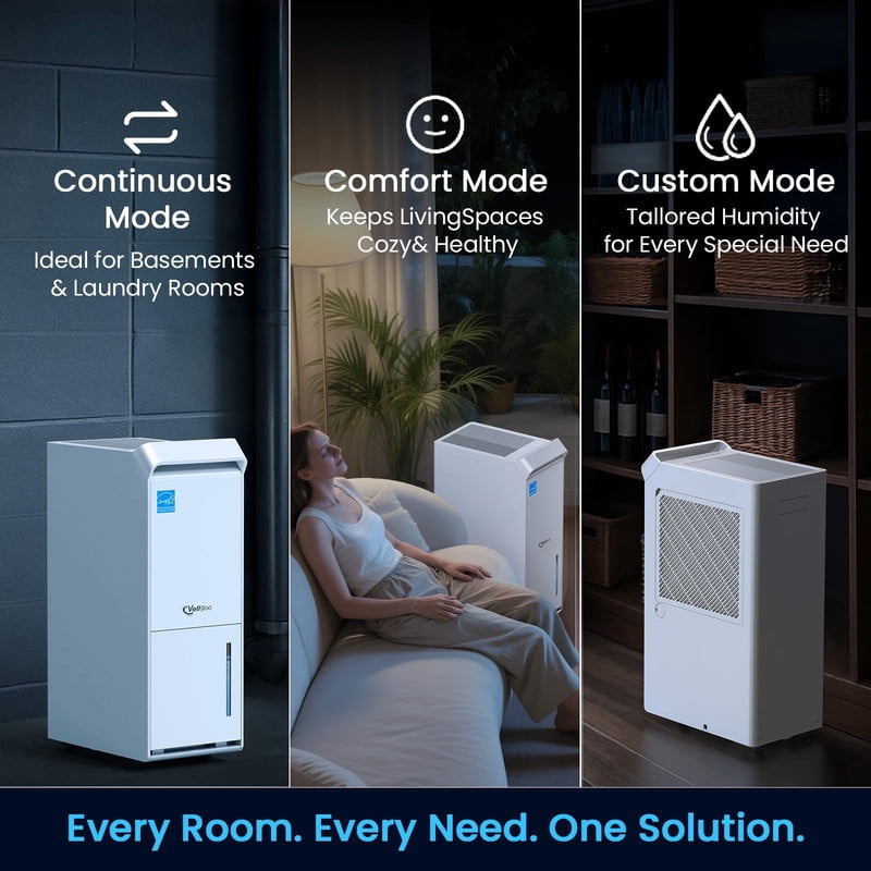 60 pt. 5000 sq. ft. Energy Star Dehumidifier for Basement, Viewable Side Bucket