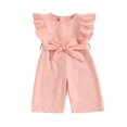 thumbnail image 1 of Baby Girls Overall Sleeveless Jumpsuit Ruffle Romper with Belt, 1 of 6
