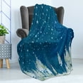 thumbnail image 4 of Winter Soft Flannel Fleece Throw Blanket, Xmas Starry Sky Night and Forest Backdrop Along Birch Pine Trees, Cozy Plush for Indoor and Outdoor Use, 60" x 80", Petrol Blue and Mint Green, by Ambesonne, 4 of 5