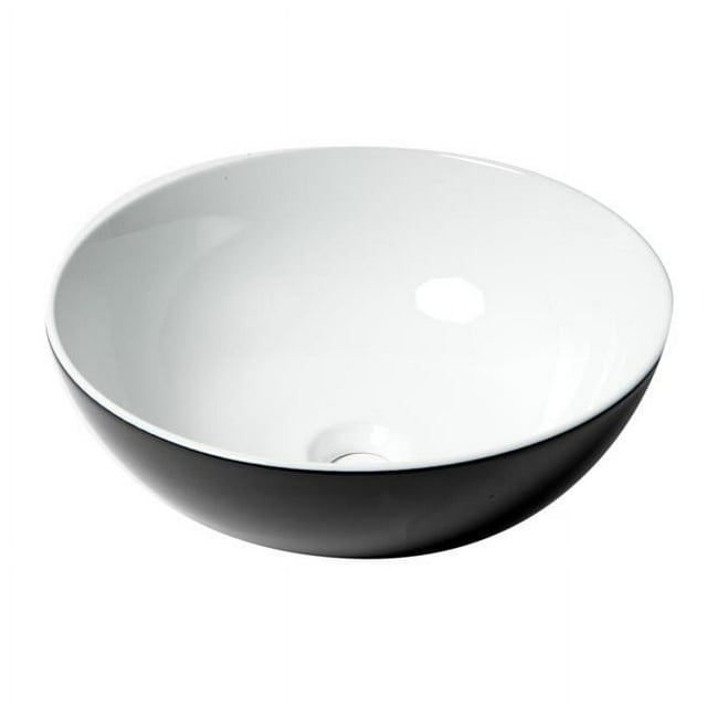ALFI Brand ABC906 15 in. Récipient Rond au-Dessus de l'Évier en Céramique de Montage&44; Noir et Blanc