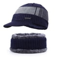 thumbnail image 1 of Tuque d'Hiver Chaude pour Homme en Tricot + Bavettes, Doublée en Molleton, avec Bord, 1 of 6