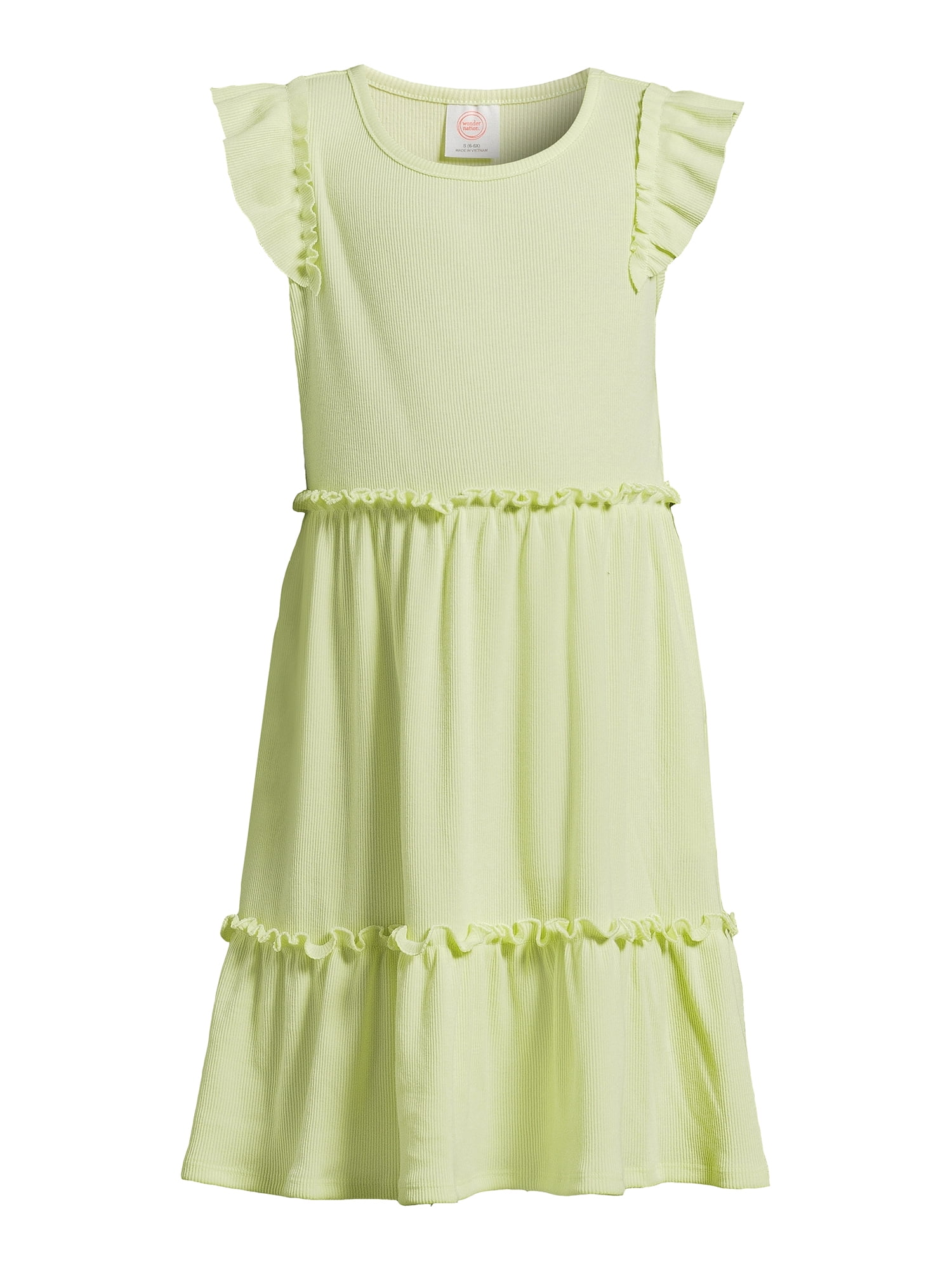Wonder Nation Girls Tiered Ruffle Dress, Sizes 4-18 & Plus