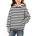 thumbnail image 2 of PureCasa Girls' Sweatshirts 3-14 Years Pullover Hoodie Long Sleeve Drawstring Oversized Street Sweatshirts with Pocket, 2 of 9