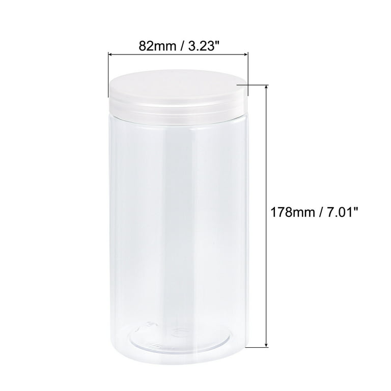 SEUNMUK 24 Pack 8oz Clear Round Plastic Jars with Lid, 250ml Wide Mouth Plastic Container, Empty Sample Storage Pot Jars for Slime, Food, Spices