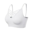 thumbnail image 3 of MixMatchy Women's Front Triple Crisscross Seamless Removable Pad Bralette, 3 of 5