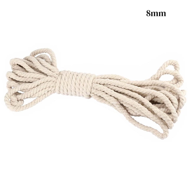 Yuarrent Cuerda de algodón de 5mm, 8mm, 10mm, 15mm, cuerda trenzada gruesa, cuerda trenzada de decoración Beige, cuerda artesanal para el hogar, Kits de decoración para fiestas 8 mm Yuarrent HA002654-02