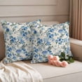 thumbnail image 2 of Vintage Blue Flower Outdoor Waterproof Pillow Covers, Farmhouse Botanical Floral Retro Decorative Square Throw Pillowcase Sofa Cushion Sham for Patio/Couch/Chair, 16"x16" 2 Pack, 2 of 8