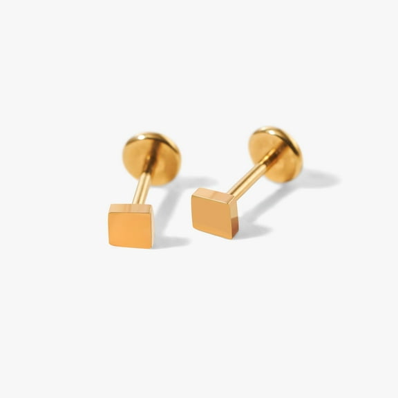 Plain Square Flat Back Stud Earrings