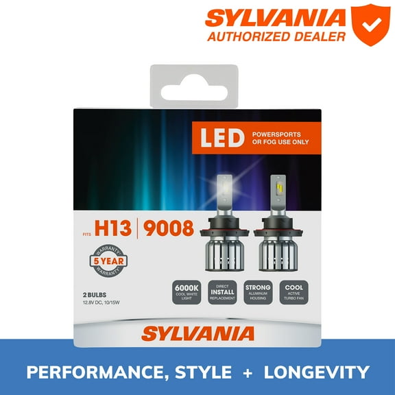 Sylvania H13 LED Fog Light and Powersport Bulb, 2 Pack, Compatible with Multiple Cars