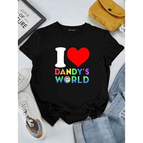 Zenith53 I Love Dandys World Sprunki Meme Heart Design Unisex T-Shirt, S-5XL