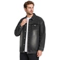 thumbnail image 4 of Fengqque Men's Long Sleeve Vintage Washed Denim Jacket, Lapel Collar Button Down Loose Fit Coat with Chest Pocket Gray S, 4 of 5