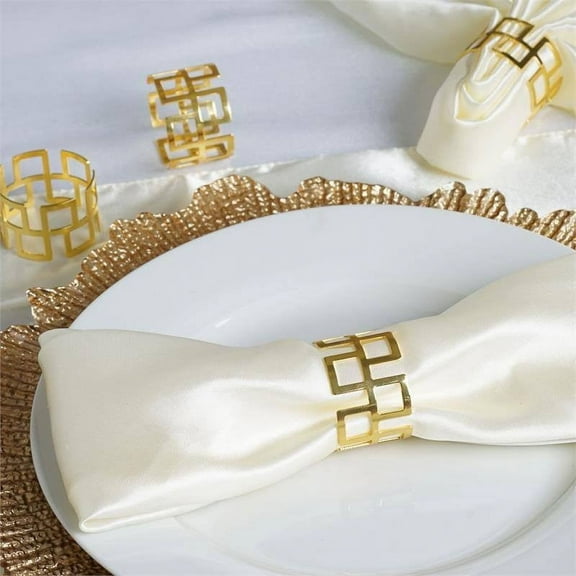 Efavormart Striking Gold Plated Aluminum Napkin Rings for Place Settings Wedding Receptions Dinner or Holiday Parties - 4/pk
