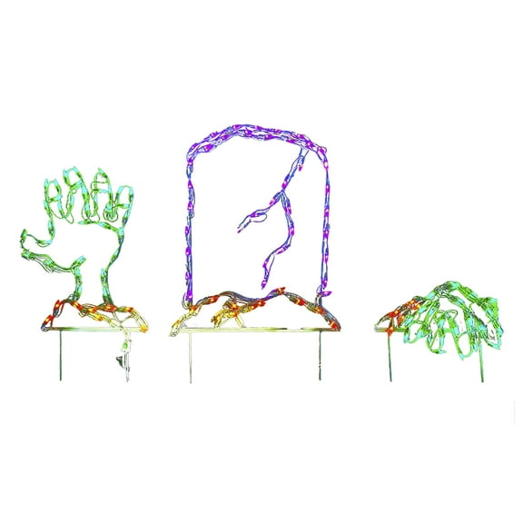 Halloween LED Wire Framed Tombstone and Hand