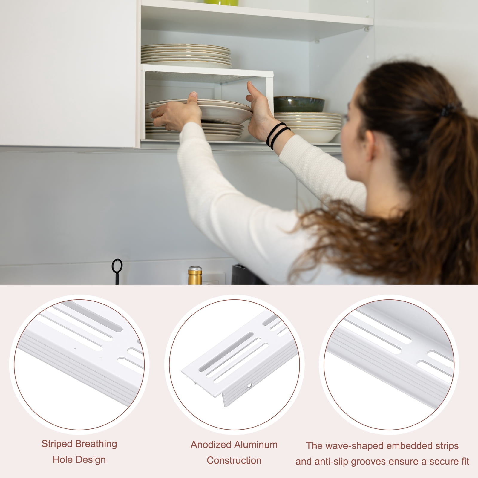 Uxcell 3 Pcs Door Air Vent Cover, 16 x 1.2 (Outer Dimensions) Inch Aluminum Louvered Ventilation Grille Rectangle Toe Kick Vent with Mounting Screws for Shoe Cabinet Wardrobe, White
