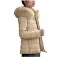 thumbnail image 3 of Pounoo Gift Puffer Jackets for Women Oversized Hooded Puffer Jacket Winter Padded Long Sleeve Coats Thick Warm Outwear Comfy Parka Coat, 3 of 9
