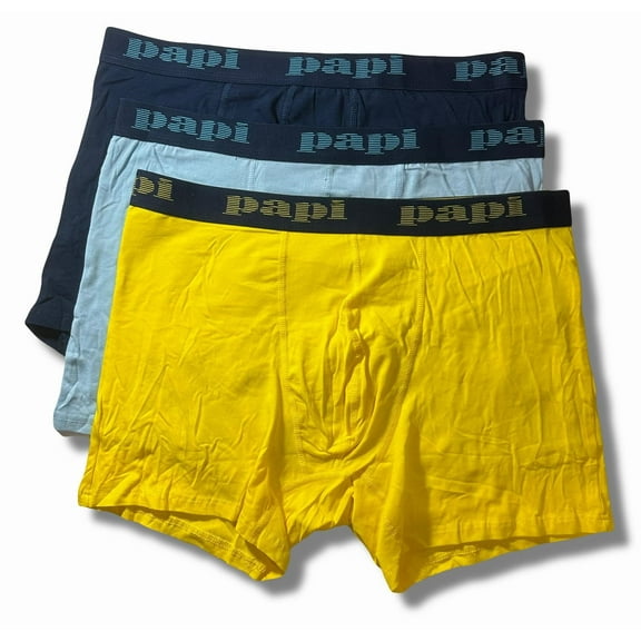 PAPI MEN BOXER X3 - 243 BLUE YELLOW- XLARGE- COTTON UNDERWEAR BOXER BRIEF 3 PACK
