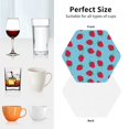 thumbnail image 4 of KLL Drink Coasters Set Hexagon of 4,PU Leather Absorbent Coasters Set Decorative Coffee Cup Coasters Housewarming Gift for Home Decor-Strawberries, 4 of 5