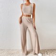thumbnail image 1 of Conjunto de pantalón largo para mujer conjunto informal de 2 piezas de verano traje de vacaciones con cintura elástica Hugtrwg Para estrenar, 1 of 7