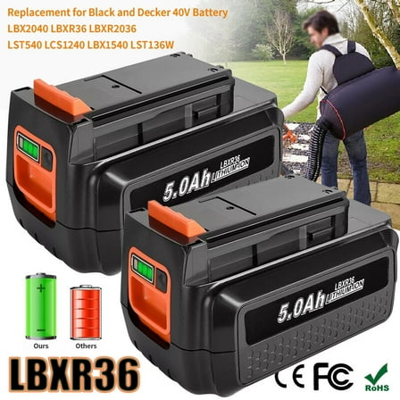 2pack for Black and Decker 40V 40 Volt Max Lithium Battery LBXR36 LBX36 LBXR2036