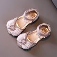 thumbnail image 6 of Otqutp Formal Flower Girls Footwear Fashion Spring and Summer Children Dance Shoes Girls Dress Performance Princess Shoes Flat Bottom Round Toe Pearl Bow Hook Loop Shoes, 6 of 6