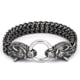 thumbnail image 1 of Pulsera de acero inoxidable para hombre con cabeza de lobo y eslabones franco con cierre de anillo de resorte, 1 of 5