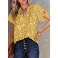 thumbnail image 2 of Women's Casual V Neck Alicia Floral Print Smocked Short Sleeve Chiffon Blouses Bohemian Top Shirts, 2 of 11