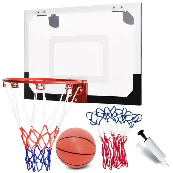 Gymax Over-The-Door Mini Basketball Hoop Includes Basketball & Hand Pump Indoor Sports