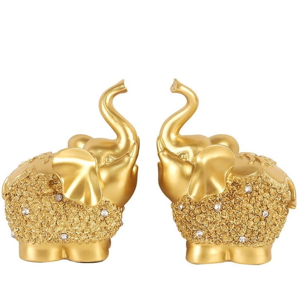 Feng Shui Elephant Statue Golden Wealth Collectible Figurine Ornament Feng Shui Products Good Luck Elephants Animal Sculpture Gold Ornaments For The Home Table Craft
