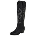 thumbnail image 1 of Harsuny Women Walking Fashion Embroidered Cowboy Boots Western Shoes Casual Knee High Cowgirl Boots Black 4.5, 1 of 4