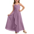 thumbnail image 1 of DuoJiaJ Robe Trapèze pour Fille Demoiselle d'Honneur Junior Robe Maxi Fluide en Mousseline Robe de Mariage Fête Concours Taille 3-4 Ans, 1 of 5