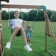 Backyard Discovery Lightning Ridge Cedar Wood Swing Set, Slide, Deck, Rock Wall, Sandbox