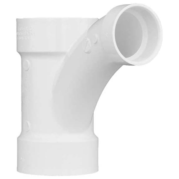 PVC Wye and 45 Degree Elbow, Hub, 3 in x 3 in x 2 in Pipe Size