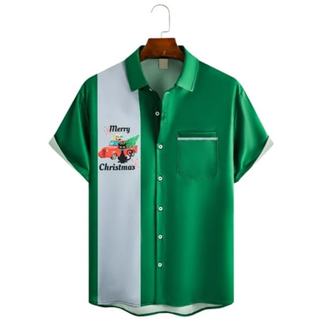 

MLFU Mens Christmas Short Sleeve Shirt Beach Streetwear Plus Size for Adults Men