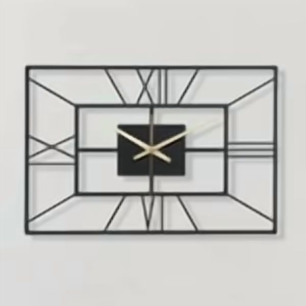 Rectangle Large Metal Wall Clock